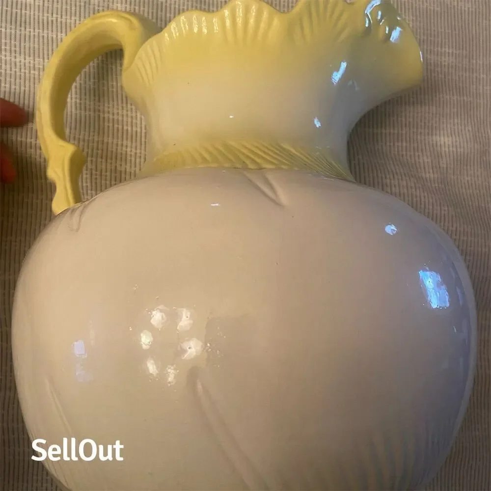 Belleek Vintage Yellow Ceramic Decorative Pitcher Figurine